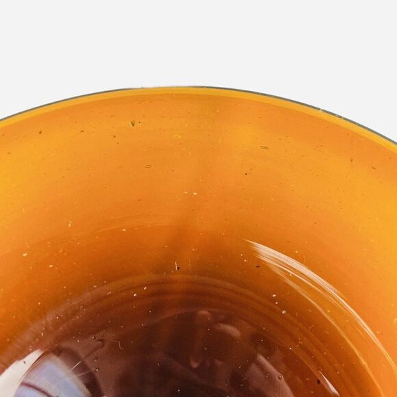 Vintage 1970s Amber Brown Blown Art Glass 7" Bowl Decor Mid Century Modern MCM - Picture 9 of 9